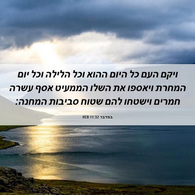 Picture 06 - במדבר 11:32 HEB - ויקם העם כל היום ההוא וכל - Bible Verse Picture