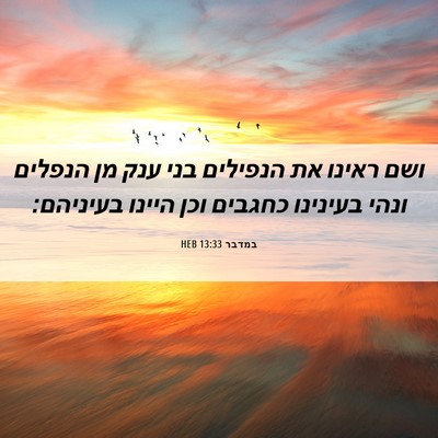 Picture 06 - במדבר 13:33 HEB - ושם ראינו את הנפילים בני - Bible Verse Picture