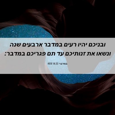 Picture 06 - במדבר 14:33 HEB - ובניכם יהיו רעים במדבר - Bible Verse Picture