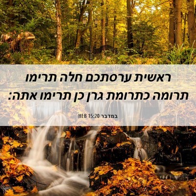 Picture 06 - במדבר 15:20 HEB - ראשית ערסתכם חלה תרימו - Bible Verse Picture