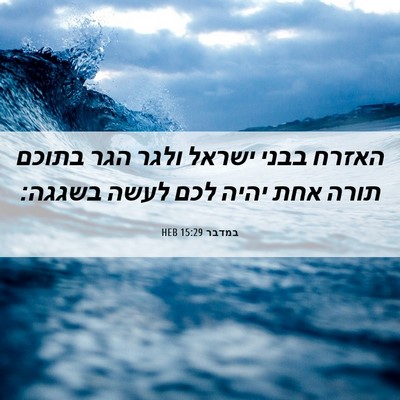Picture 06 - במדבר 15:29 HEB - האזרח בבני ישראל ולגר הגר - Bible Verse Picture