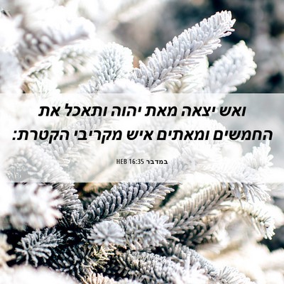 Picture 06 - במדבר 16:35 HEB - ואש יצאה מאת יהוה ותאכל את - Bible Verse Picture