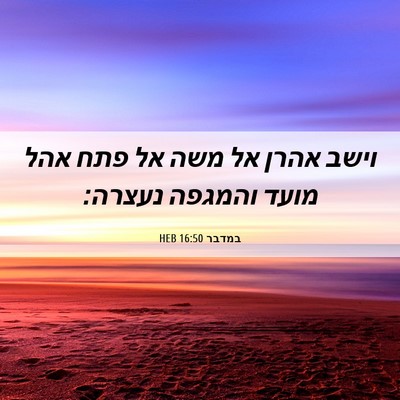 Picture 06 - במדבר 16:50 HEB - וישב אהרן אל משה אל פתח אהל - Bible Verse Picture