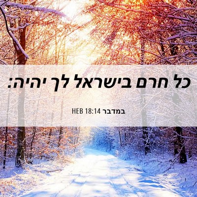 Picture 06 - במדבר 18:14 HEB - כל חרם בישראל לך - Bible Verse Picture