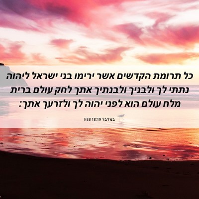 Picture 06 - במדבר 18:19 HEB - כל תרומת הקדשים אשר ירימו - Bible Verse Picture