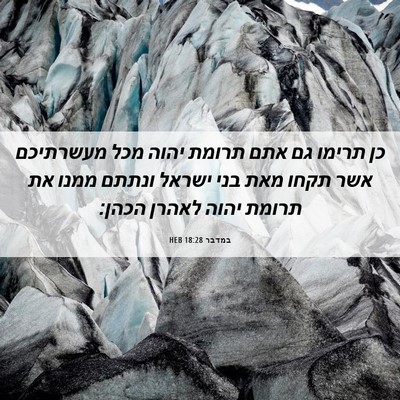 Picture 06 - במדבר 18:28 HEB - כן תרימו גם אתם תרומת יהוה - Bible Verse Picture