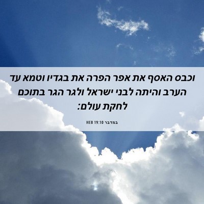 Picture 06 - במדבר 19:10 HEB - וכבס האסף את אפר הפרה את - Bible Verse Picture