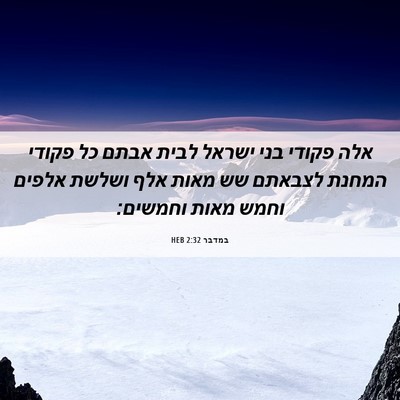 Picture 06 - במדבר 2:32 HEB - אלה פקודי בני ישראל לבית - Bible Verse Picture