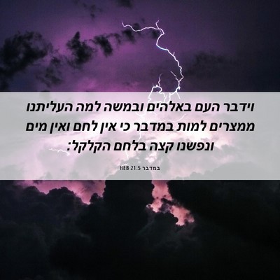 Picture 06 - במדבר 21:5 HEB - וידבר העם באלהים ובמשה למה - Bible Verse Picture