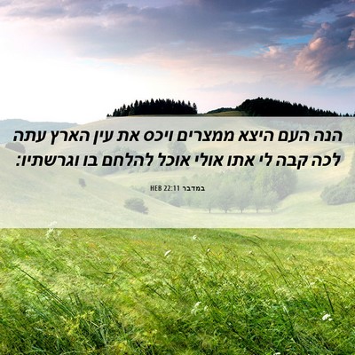 Picture 06 - במדבר 22:11 HEB - הנה העם היצא ממצרים ויכס את - Bible Verse Picture