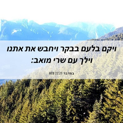 Picture 06 - במדבר 22:21 HEB - ויקם בלעם בבקר ויחבש את - Bible Verse Picture