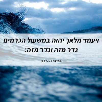 Picture 06 - במדבר 22:24 HEB - ויעמד מלאך יהוה במשעול - Bible Verse Picture