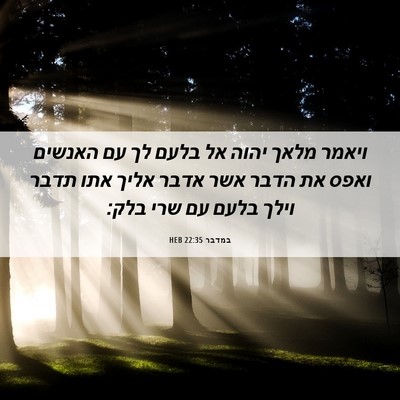 Picture 06 - במדבר 22:35 HEB - ויאמר מלאך יהוה אל בלעם לך - Bible Verse Picture