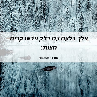 Picture 06 - במדבר 22:39 HEB - וילך בלעם עם בלק ויבאו קרית - Bible Verse Picture