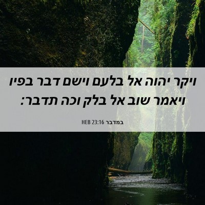 Picture 06 - במדבר 23:16 HEB - ויקר יהוה אל בלעם וישם דבר - Bible Verse Picture