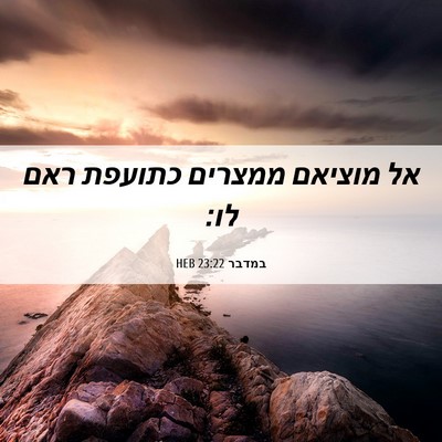 Picture 06 - במדבר 23:22 HEB - אל מוציאם ממצרים כתועפת - Bible Verse Picture