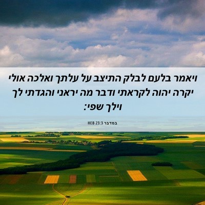 Picture 06 - במדבר 23:3 HEB - ויאמר בלעם לבלק התיצב על - Bible Verse Picture