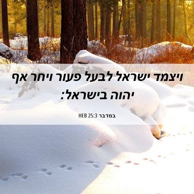 Picture 06 - במדבר 25:3 HEB - ויצמד ישראל לבעל פעור ויחר - Bible Verse Picture