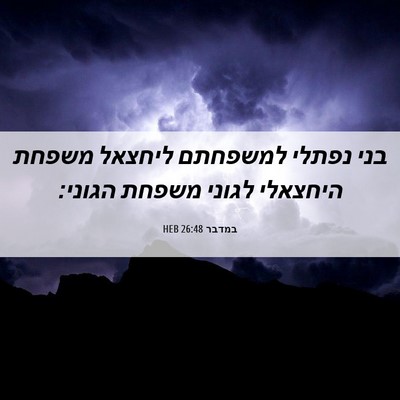 Picture 06 - במדבר 26:48 HEB - בני נפתלי למשפחתם ליחצאל - Bible Verse Picture