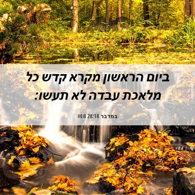 Picture 06 - במדבר 28:18 HEB - ביום הראשון מקרא קדש כל - Bible Verse Picture