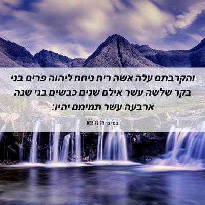 Picture 06 - במדבר 29:13 HEB - והקרבתם עלה אשה ריח ניחח - Bible Verse Picture