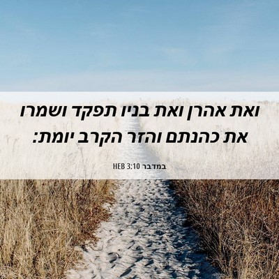 Picture 06 - במדבר 3:10 HEB - ואת אהרן ואת בניו תפקד - Bible Verse Picture