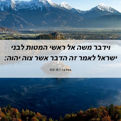 Picture 06 - במדבר 30:1 HEB - וידבר משה אל ראשי המטות - Bible Verse Picture
