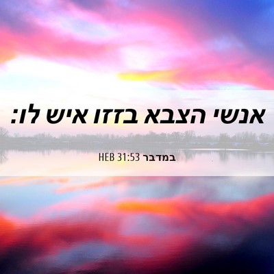 Picture 06 - במדבר 31:53 HEB - אנשי הצבא בזזו איש - Bible Verse Picture