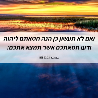 Picture 06 - במדבר 32:23 HEB - ואם לא תעשון כן הנה חטאתם - Bible Verse Picture