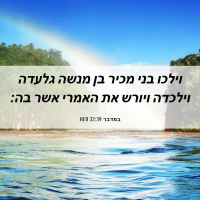 Picture 06 - במדבר 32:39 HEB - וילכו בני מכיר בן מנשה - Bible Verse Picture