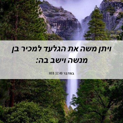 Picture 06 - במדבר 32:40 HEB - ויתן משה את הגלעד למכיר בן - Bible Verse Picture