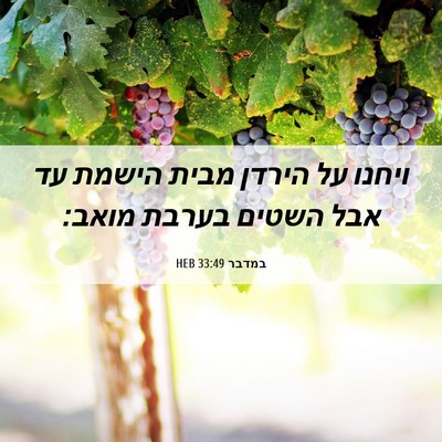 Picture 06 - במדבר 33:49 HEB - ויחנו על הירדן מבית הישמת - Bible Verse Picture