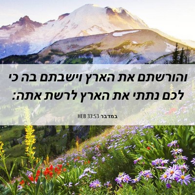 Picture 06 - במדבר 33:53 HEB - והורשתם את הארץ וישבתם בה - Bible Verse Picture