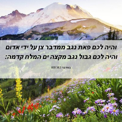 Picture 06 - במדבר 34:3 HEB - והיה לכם פאת נגב ממדבר צן - Bible Verse Picture
