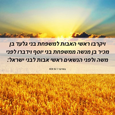 Picture 06 - במדבר 36:1 HEB - ויקרבו ראשי האבות למשפחת - Bible Verse Picture