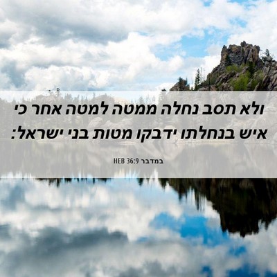 Picture 06 - במדבר 36:9 HEB - ולא תסב נחלה ממטה למטה אחר - Bible Verse Picture