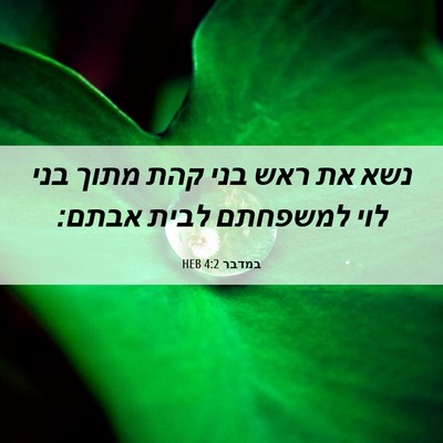 Picture 06 - במדבר 4:2 HEB - נשא את ראש בני קהת מתוך בני - Bible Verse Picture