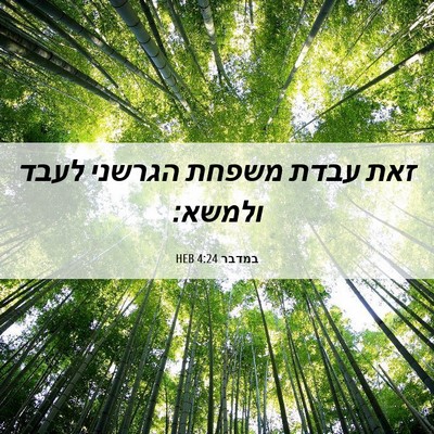 Picture 06 - במדבר 4:24 HEB - זאת עבדת משפחת הגרשני לעבד - Bible Verse Picture