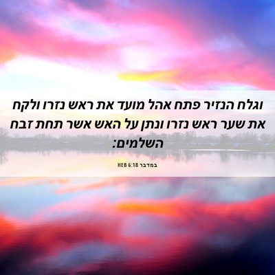 Picture 06 - במדבר 6:18 HEB - וגלח הנזיר פתח אהל מועד את - Bible Verse Picture