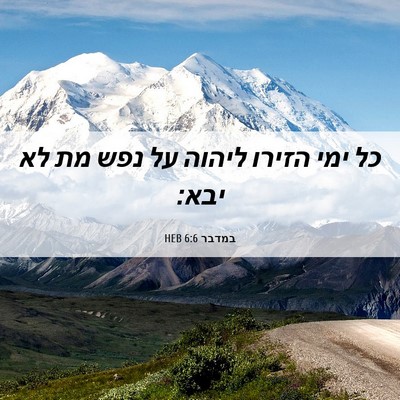 Picture 06 - במדבר 6:6 HEB - כל ימי הזירו ליהוה על נפש - Bible Verse Picture