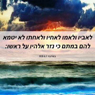 Picture 06 - במדבר 6:7 HEB - לאביו ולאמו לאחיו ולאחתו - Bible Verse Picture