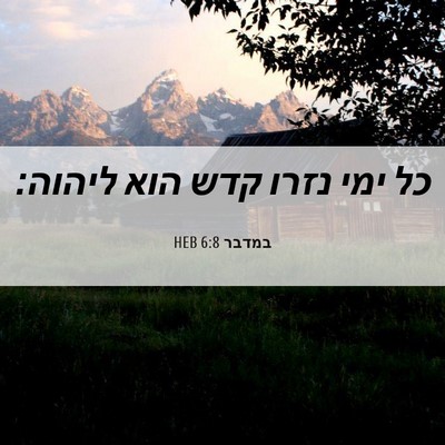 Picture 06 - במדבר 6:8 HEB - כל ימי נזרו קדש הוא - Bible Verse Picture