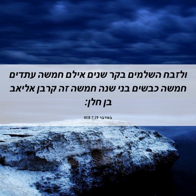 Picture 06 - במדבר 7:29 HEB - ולזבח השלמים בקר שנים אילם - Bible Verse Picture