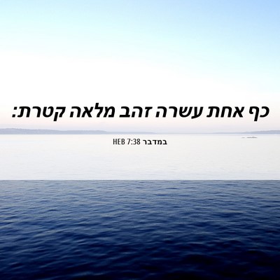 Picture 06 - במדבר 7:38 HEB - כף אחת עשרה זהב מלאה - Bible Verse Picture