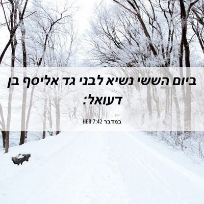 Picture 06 - במדבר 7:42 HEB - ביום הששי נשיא לבני גד - Bible Verse Picture