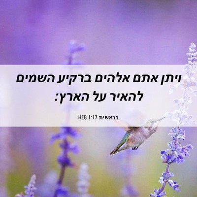 Picture 06 - בראשית 1:17 HEB - ויתן אתם אלהים ברקיע השמים - Bible Verse Picture