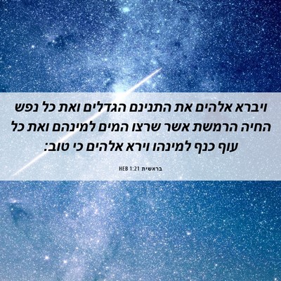 Picture 06 - בראשית 1:21 HEB - ויברא אלהים את התנינם - Bible Verse Picture