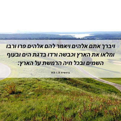 Picture 06 - בראשית 1:28 HEB - ויברך אתם אלהים ויאמר להם - Bible Verse Picture