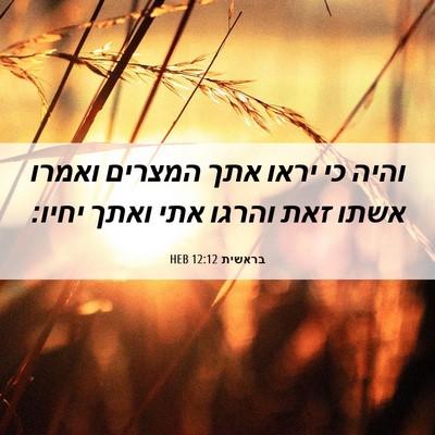 Picture 06 - בראשית 12:12 HEB - והיה כי יראו אתך המצרים - Bible Verse Picture