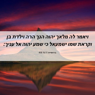 Picture 06 - בראשית 16:11 HEB - ויאמר לה מלאך יהוה הנך הרה - Bible Verse Picture
